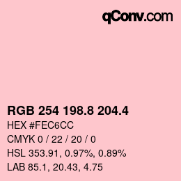 カラーコード: RGB 254 198.8 204.4 | qconv.com