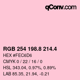 カラーコード: RGB 254 198.8 214.4 | qconv.com