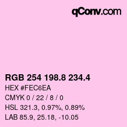 カラーコード: RGB 254 198.8 234.4 | qconv.com