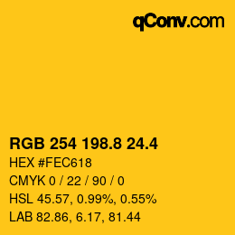 カラーコード: RGB 254 198.8 24.4 | qconv.com