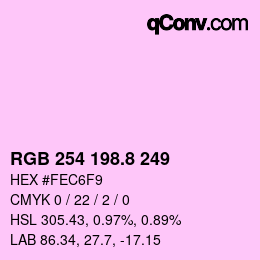 カラーコード: RGB 254 198.8 249 | qconv.com