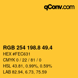 カラーコード: RGB 254 198.8 49.4 | qconv.com