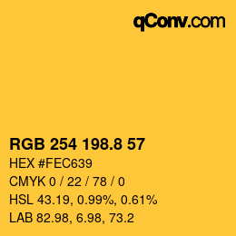 カラーコード: RGB 254 198.8 57 | qconv.com