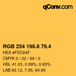 カラーコード: RGB 254 198.8 79.4 | qconv.com