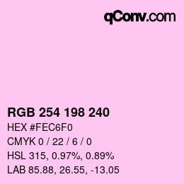カラーコード: RGB 254 198 240 | qconv.com