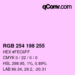 Color code: RGB 254 198 255 | qconv.com