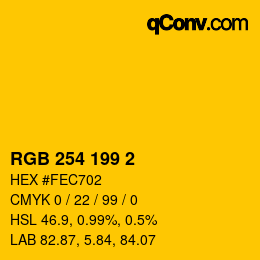 Color code: RGB 254 199 2 | qconv.com