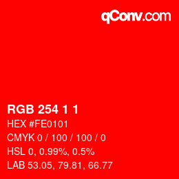 Color code: RGB 254 1 1 | qconv.com