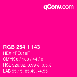 颜色代码: RGB 254 1 143 | qconv.com