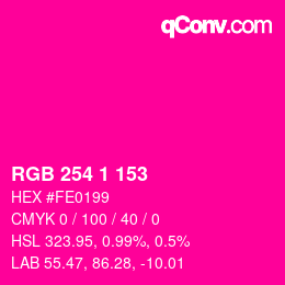 カラーコード: RGB 254 1 153 | qconv.com