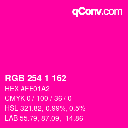 颜色代码: RGB 254 1 162 | qconv.com
