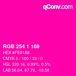 Color code: RGB 254 1 169 | qconv.com