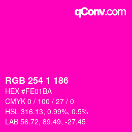 Color code: RGB 254 1 186 | qconv.com