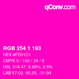 Color code: RGB 254 1 193 | qconv.com