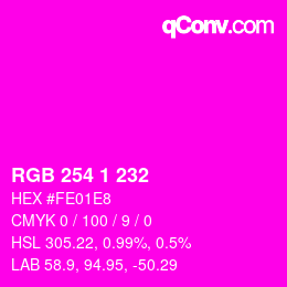 Color code: RGB 254 1 232 | qconv.com