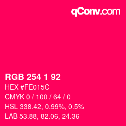 颜色代码: RGB 254 1 92 | qconv.com