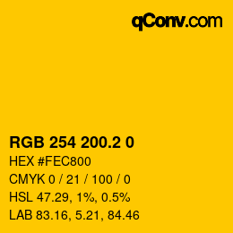 カラーコード: RGB 254 200.2 0 | qconv.com