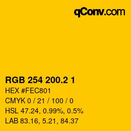 カラーコード: RGB 254 200.2 1 | qconv.com
