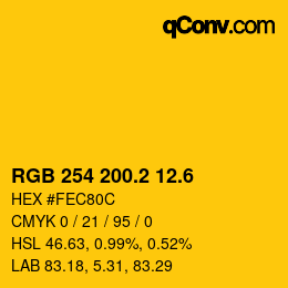 カラーコード: RGB 254 200.2 12.6 | qconv.com
