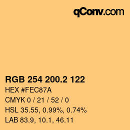 カラーコード: RGB 254 200.2 122 | qconv.com
