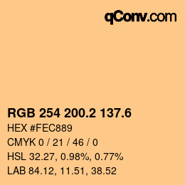 カラーコード: RGB 254 200.2 137.6 | qconv.com