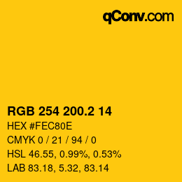 カラーコード: RGB 254 200.2 14 | qconv.com