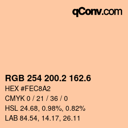 カラーコード: RGB 254 200.2 162.6 | qconv.com