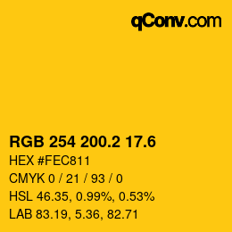 カラーコード: RGB 254 200.2 17.6 | qconv.com