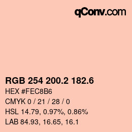 カラーコード: RGB 254 200.2 182.6 | qconv.com