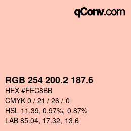 カラーコード: RGB 254 200.2 187.6 | qconv.com