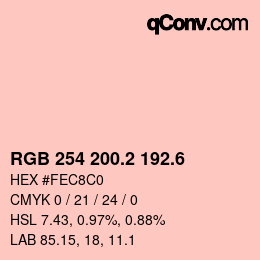 カラーコード: RGB 254 200.2 192.6 | qconv.com