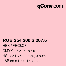 カラーコード: RGB 254 200.2 207.6 | qconv.com