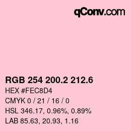 カラーコード: RGB 254 200.2 212.6 | qconv.com