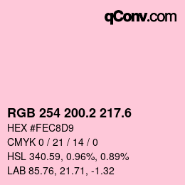 カラーコード: RGB 254 200.2 217.6 | qconv.com