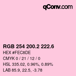 カラーコード: RGB 254 200.2 222.6 | qconv.com