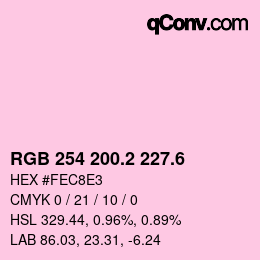 カラーコード: RGB 254 200.2 227.6 | qconv.com