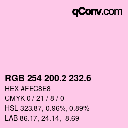 カラーコード: RGB 254 200.2 232.6 | qconv.com