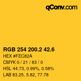 カラーコード: RGB 254 200.2 42.6 | qconv.com