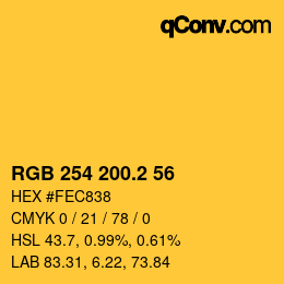 カラーコード: RGB 254 200.2 56 | qconv.com