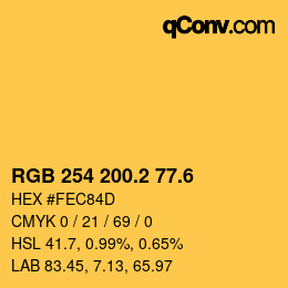 カラーコード: RGB 254 200.2 77.6 | qconv.com
