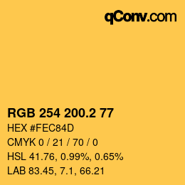 カラーコード: RGB 254 200.2 77 | qconv.com