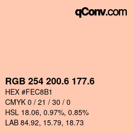 カラーコード: RGB 254 200.6 177.6 | qconv.com