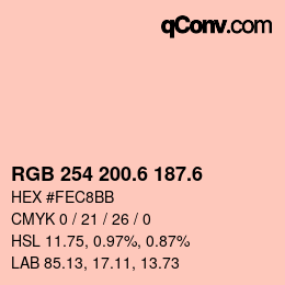 カラーコード: RGB 254 200.6 187.6 | qconv.com