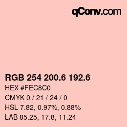 カラーコード: RGB 254 200.6 192.6 | qconv.com