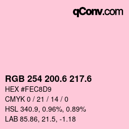 カラーコード: RGB 254 200.6 217.6 | qconv.com