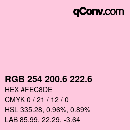 カラーコード: RGB 254 200.6 222.6 | qconv.com