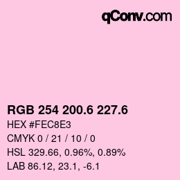 カラーコード: RGB 254 200.6 227.6 | qconv.com