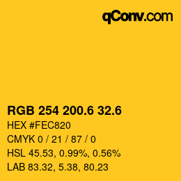 カラーコード: RGB 254 200.6 32.6 | qconv.com