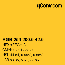 カラーコード: RGB 254 200.6 42.6 | qconv.com