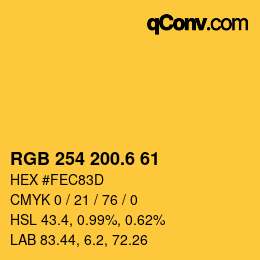 カラーコード: RGB 254 200.6 61 | qconv.com